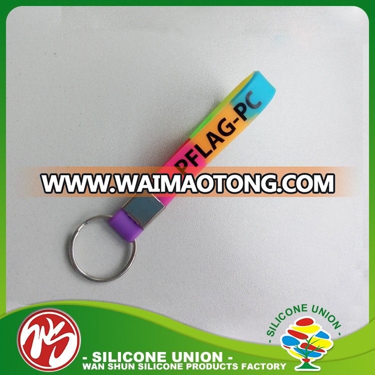 Personalized silicone wristband keychain/ Customized Cheap Mix Color Silicone Keychains