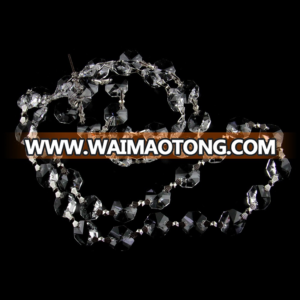 14MM clear octagon beads garland strand with silver butterfly buckles for wedding decoration beautiful hot sales