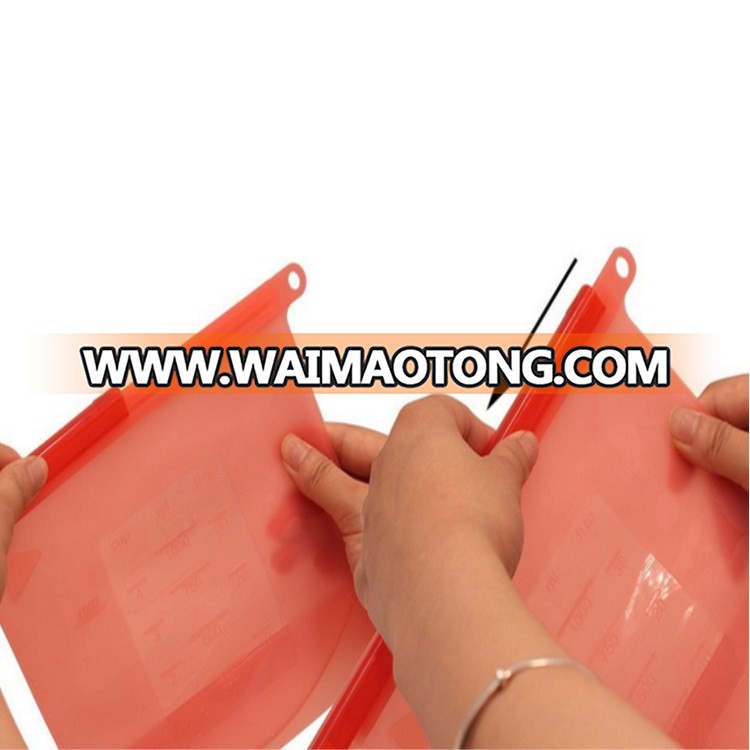 Custom Reusable Silicone Plastic Large Zip Lock Vegetable Liquid food storage bags