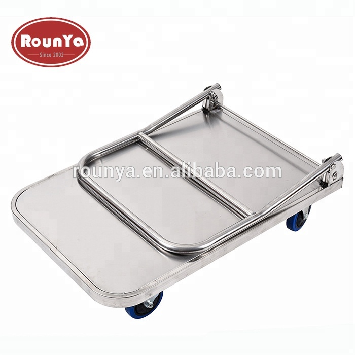 Four wheel stainless steel folding handle platform trucks capacity 150kg 300kg