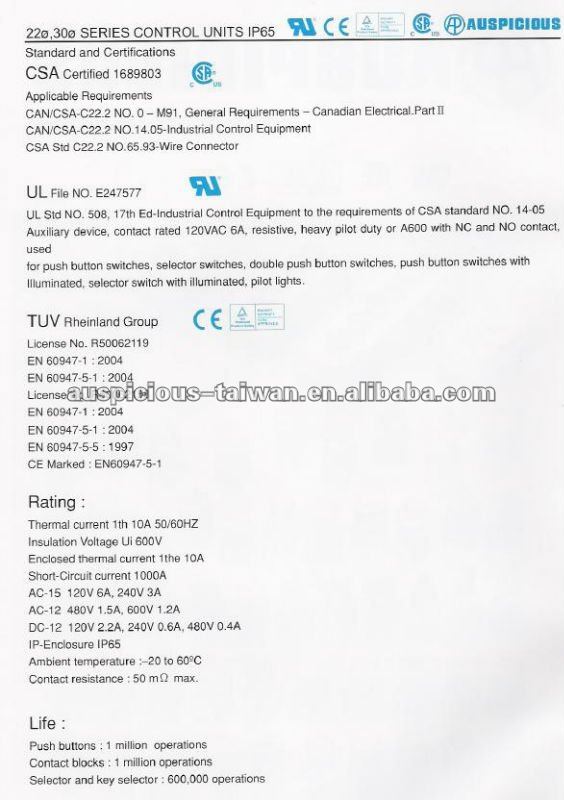 CE TUV Mini Micro Switch, Limit Switch, 125V 250V AC/DC