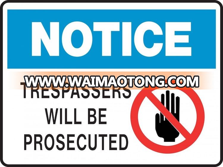 Metal Custom Outdoor Use Warning Notice Signs Plate