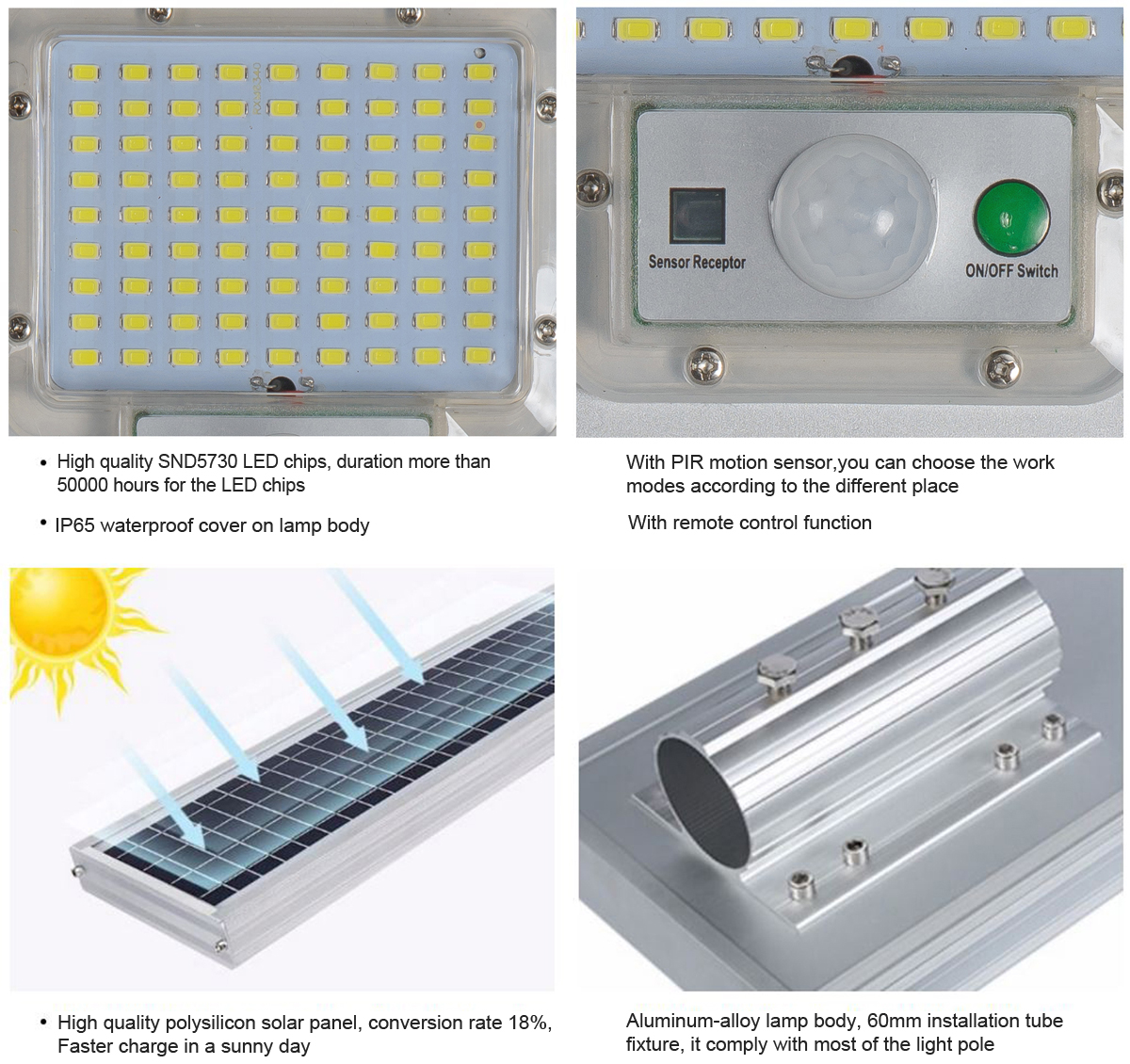 Solar Powered High Efficiency all in one 50W 100w 150w LED Solar Street Light