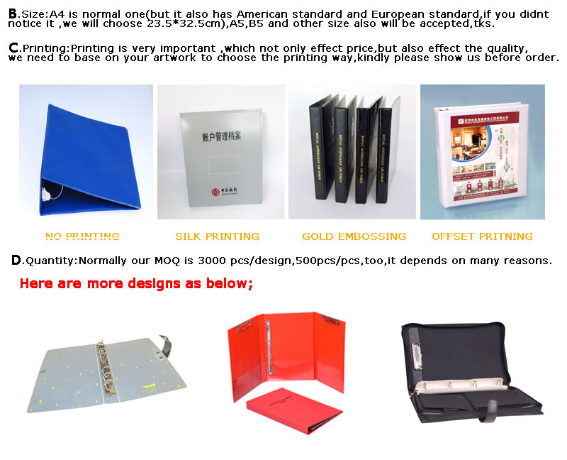 A4 Size Red Plastic File Folder 3 Ring Binder