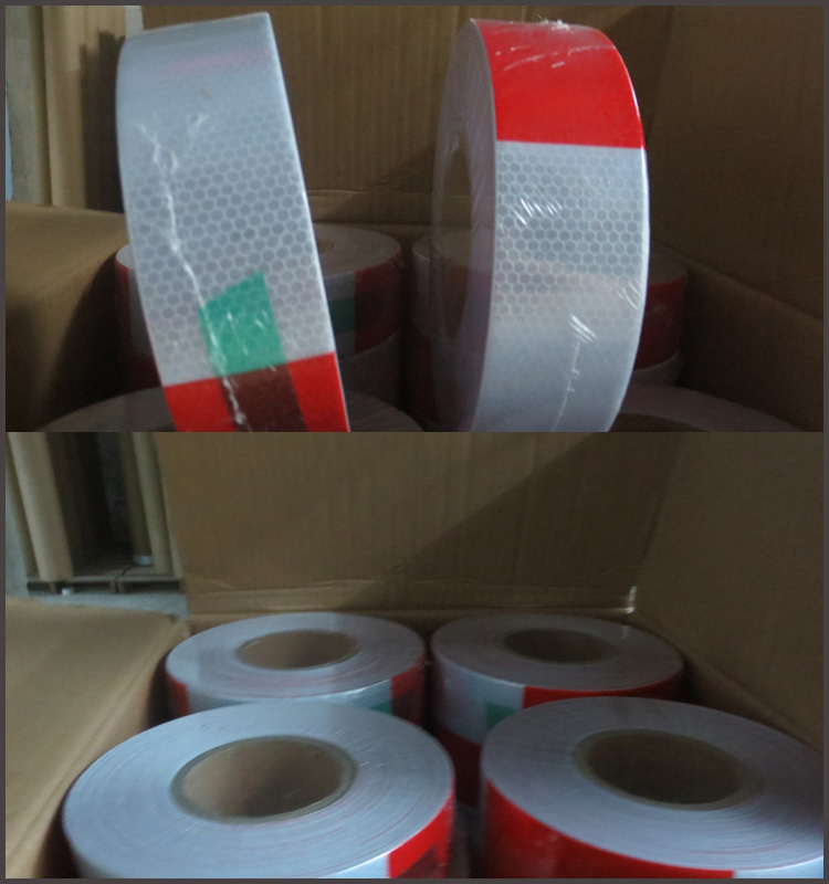 Honeycomb Red White Reflective Hazard Tape For Warning