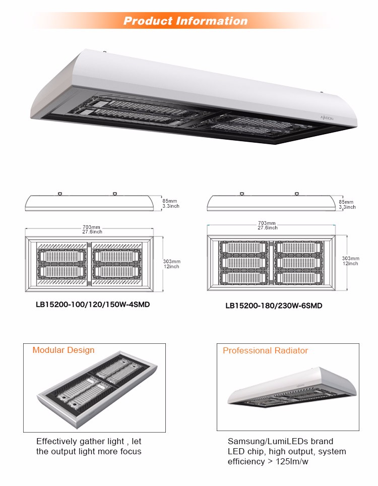 High quality & High Efficiency IP65 100W LED Low Bay Light