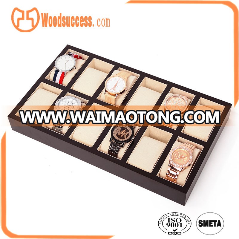 Lacquered wood watch display trays