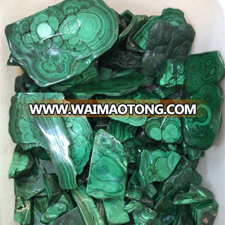 Polished natural green malachite rough slice