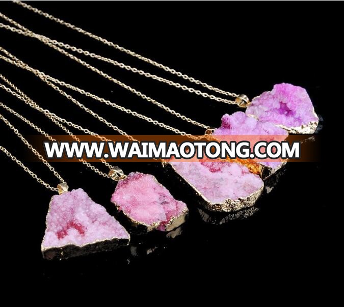 wholesale natural stone jewelry natural geode stone jewelry set