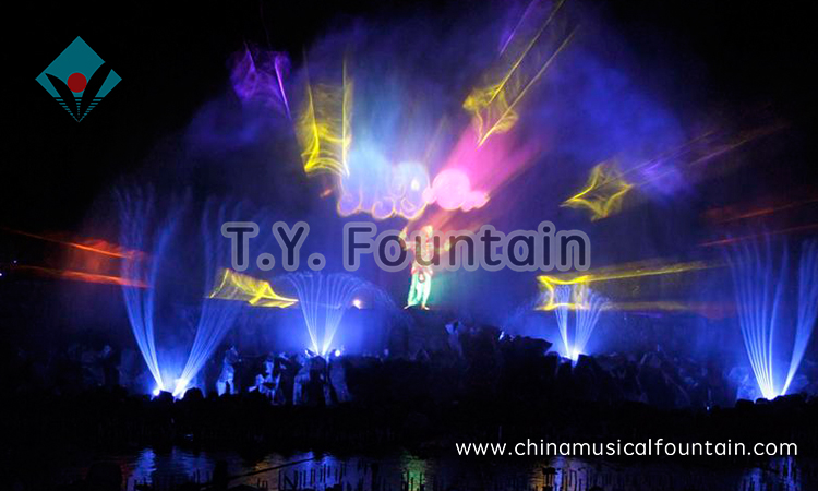 Lake fountain water screen movie fountain performance water projector