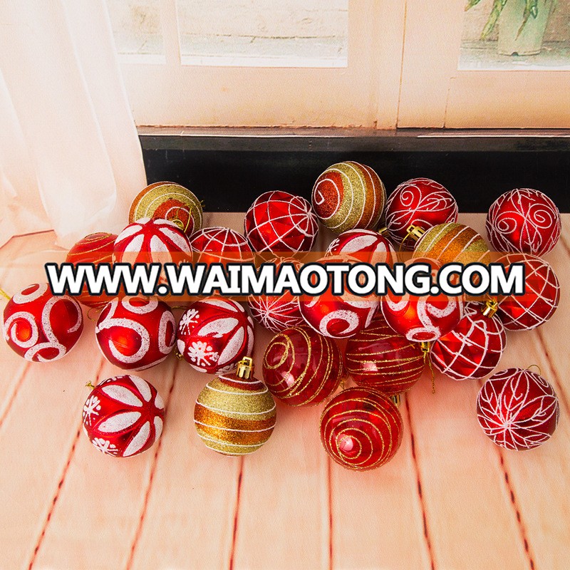 Delicate Painting & Glittering Plastic Xmas Decorated Ball Ornaments Hanging Christmas Balls Ornaments Baubles