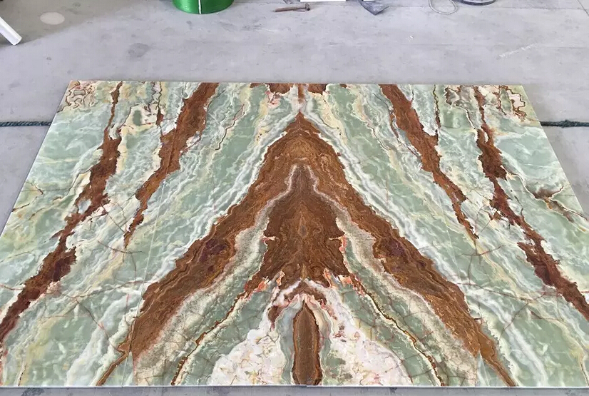 Luxury polished marble slab tiger onyx cut to size