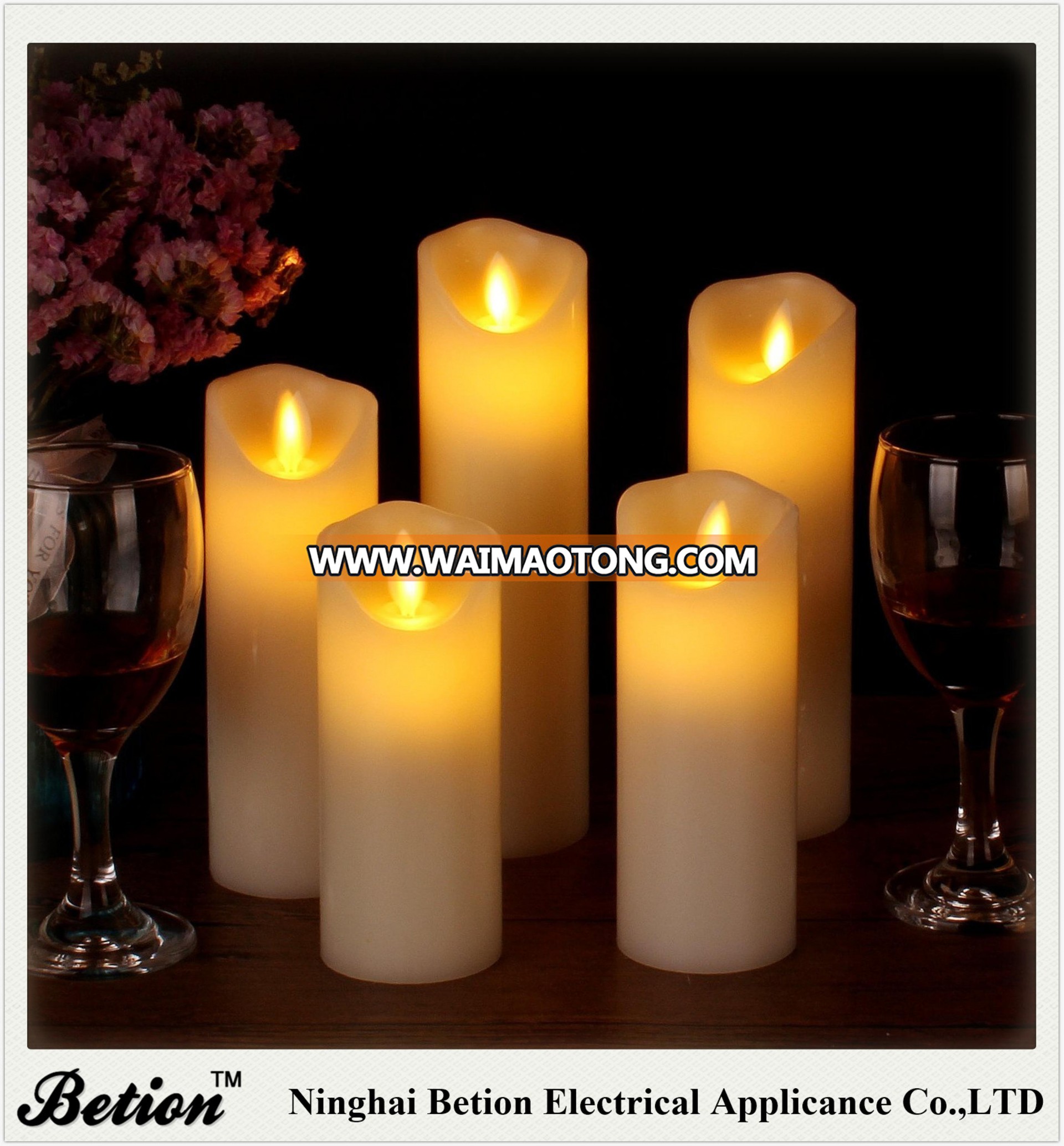 led candles set of 5 dancing flame wax candles with remote control paraffin flickering moving wick candles led candles factory