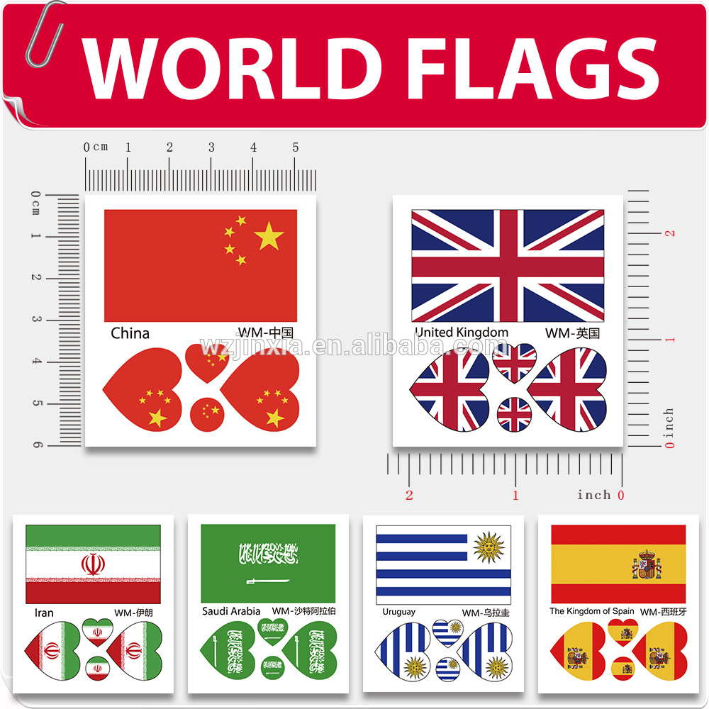 customized country flag temporary tattoos for face