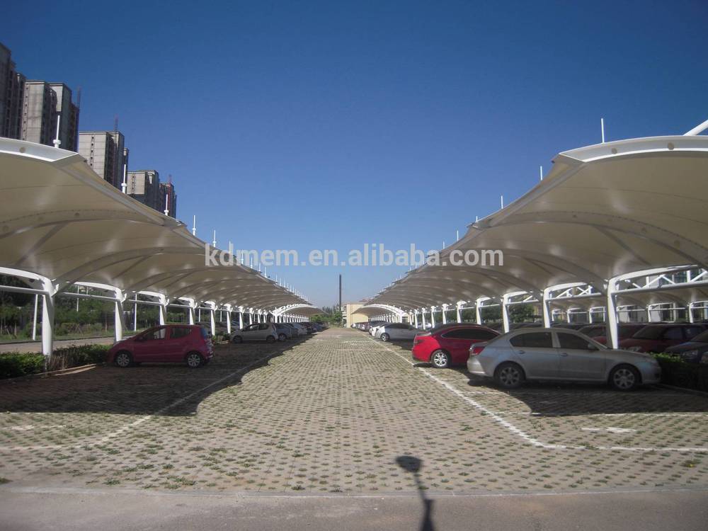 car parking tensile membrane structure of PVC PVDF PTFE fabric roof