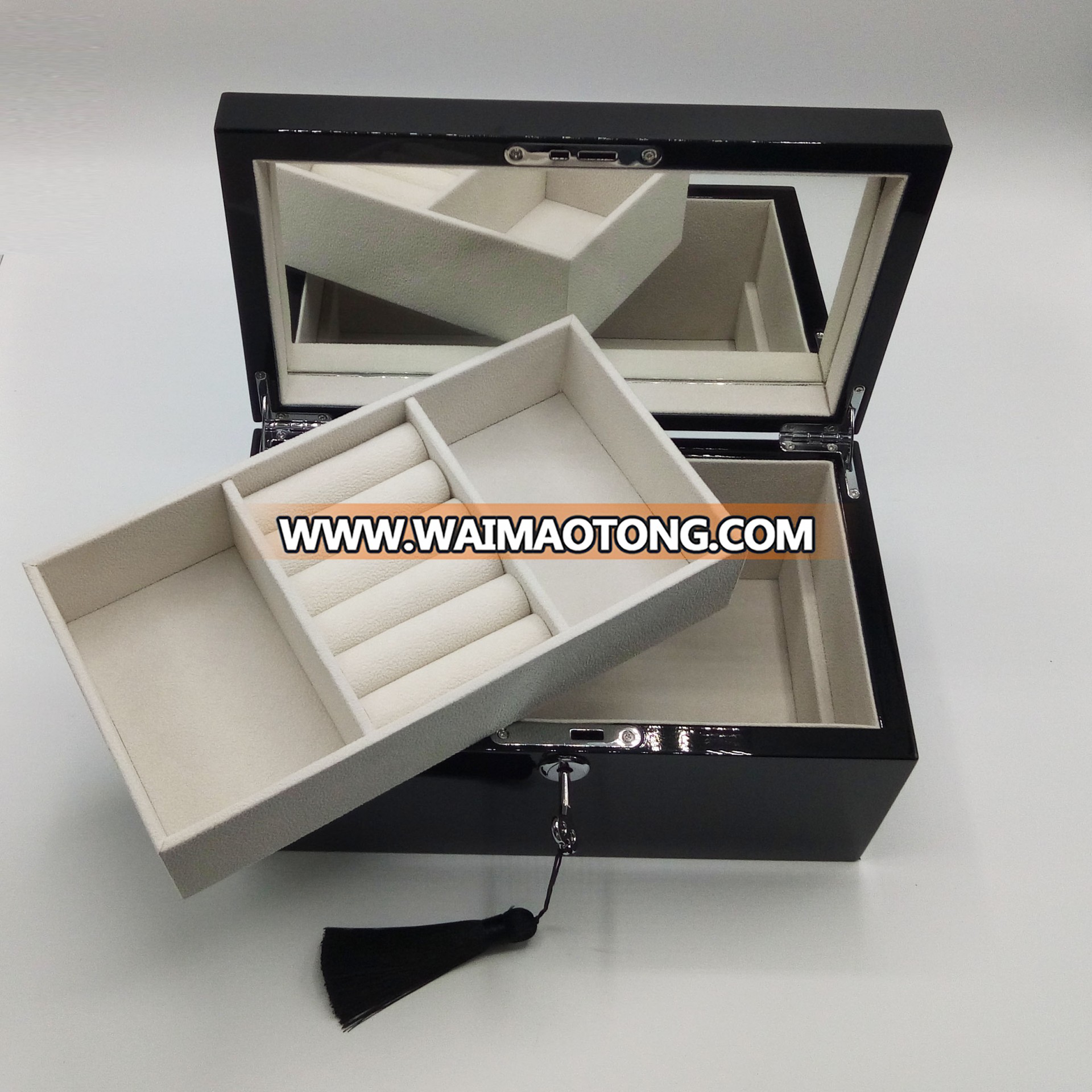 fashion elegant promotional hot sale black wooden jewelry box