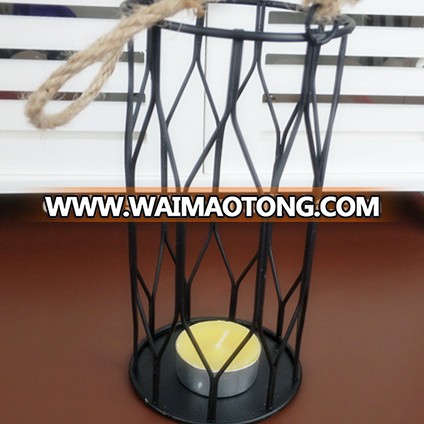 Decorative cheap iron black hanging candle holder for wedding favors