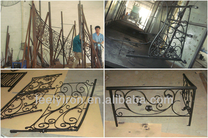 Iron staircase handrail with wooden top FH-004