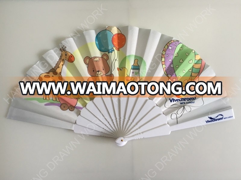 Wholesale customized printed plastic hand held folding fan cheap price