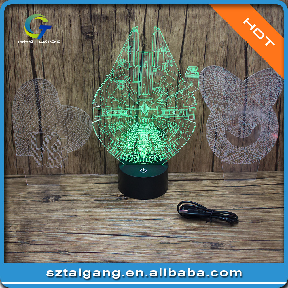 3D Two Designs Three Designs Acrylic Of Lamp With ABS Black Base DC 5V