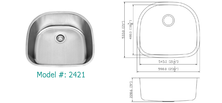 Deep drawn sink J3218, undermount stainless steel sink, Made in Malaysia, no Anti-dumping tariff