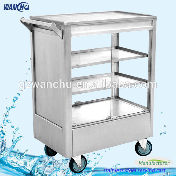 Stainless Steel Push Type 4 Layers Food Serving Cart/Kitchen Utility Cart/Customized Restaurant Dessert Cake Trolley Factory