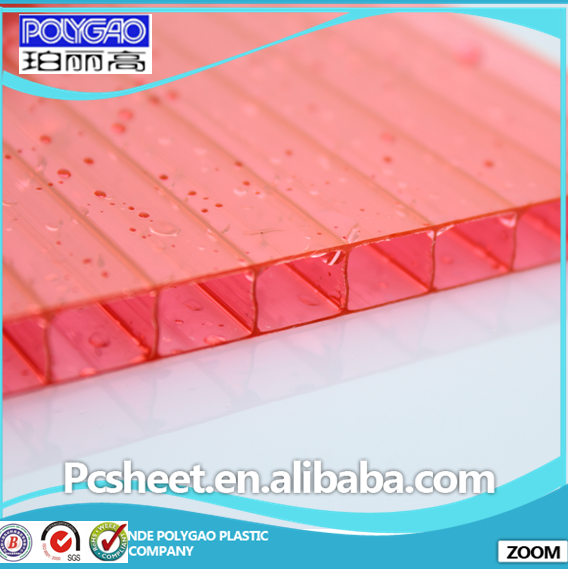 Grade POLYGAO Yellow Polycarbonate frosted twin wall hollow sheet