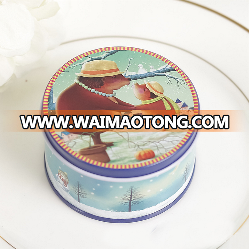 Merry Christmas Design Green and Blue Theme Apple Shape Tin Box