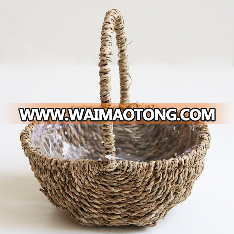 Oval Cute Seagrass decorative flower basket storage flower pots