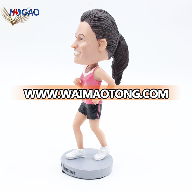 China import items resin running women sportsman figurine bobble head