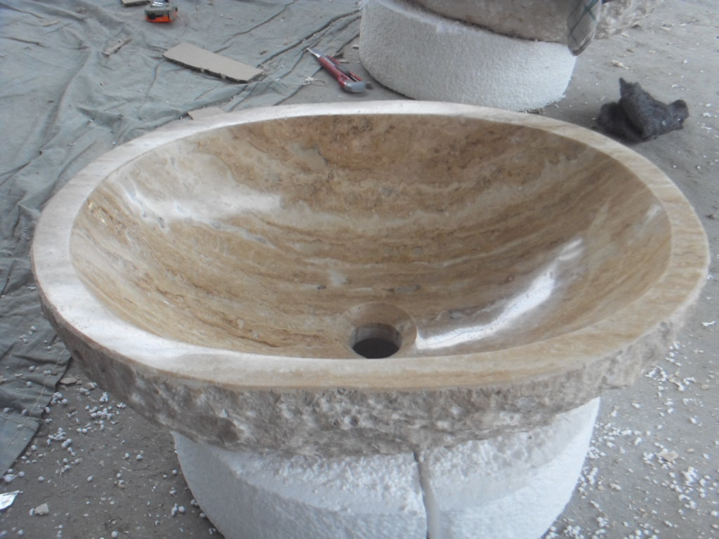 rough surface sink yellow marble sink  marble basin