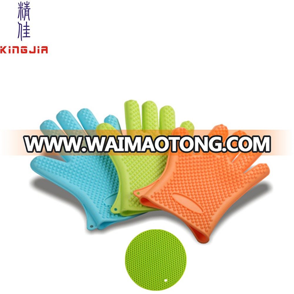 Heat Resistant Oven Mitts Silicone Rubber And Pot Grabber Pot Holder