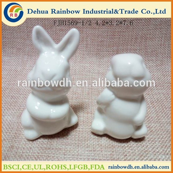 Lovely white ceramic bunny figurines easter decoration