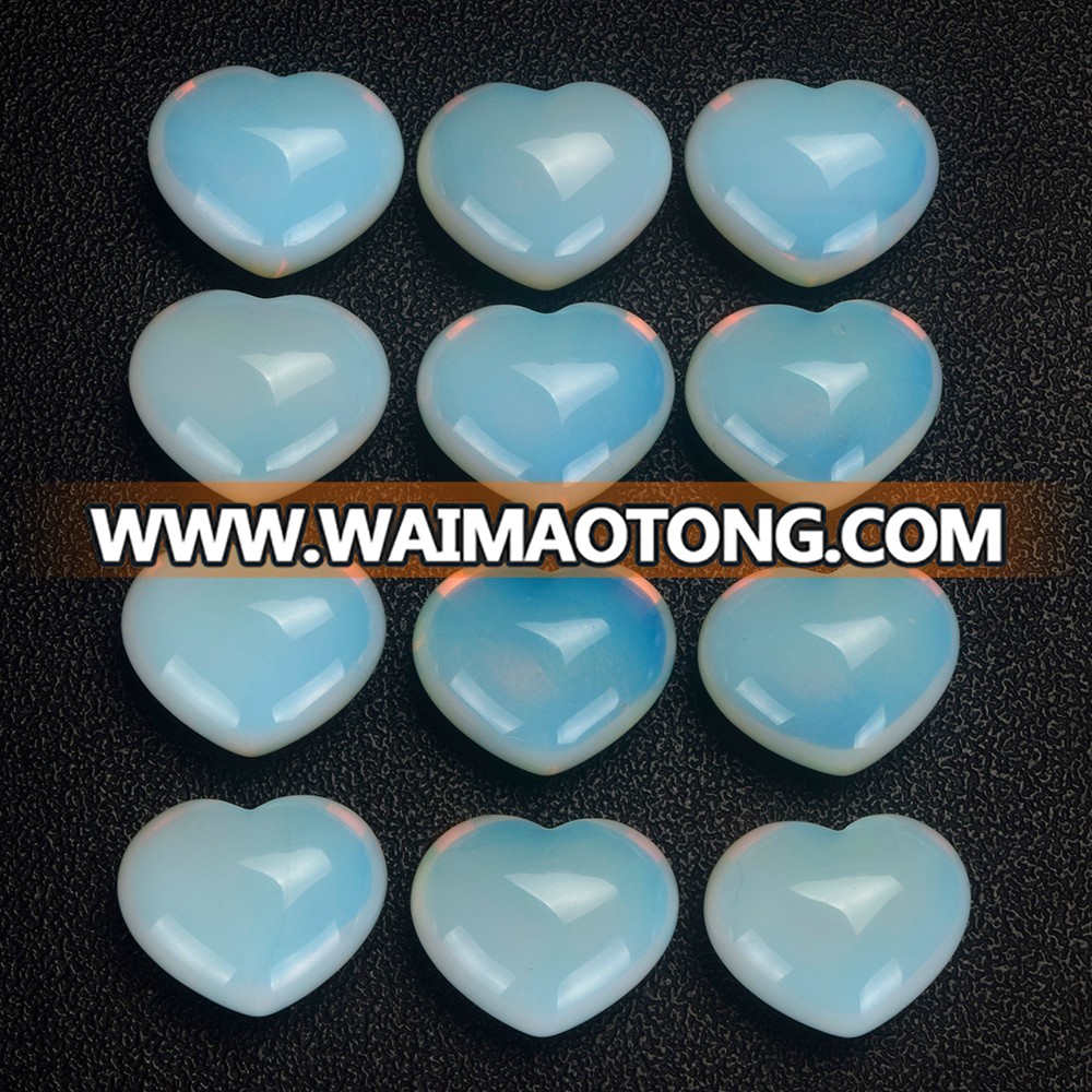 Wholesale 20mm 30mm 35mm opalite heart shape gemstone beads natural opalite crystal hearts