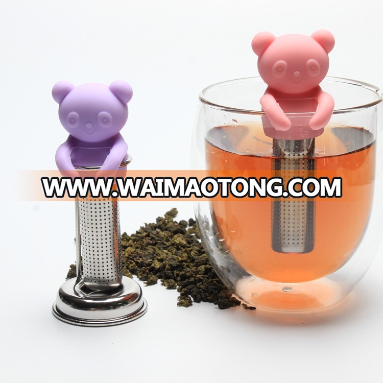 New arrival silicone bear shape Tea Infuser Stainless Steel stick strainer Food Grade gift