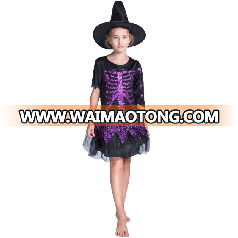 Hot 2018 Wholesale kids halloween skirt set children witch costume