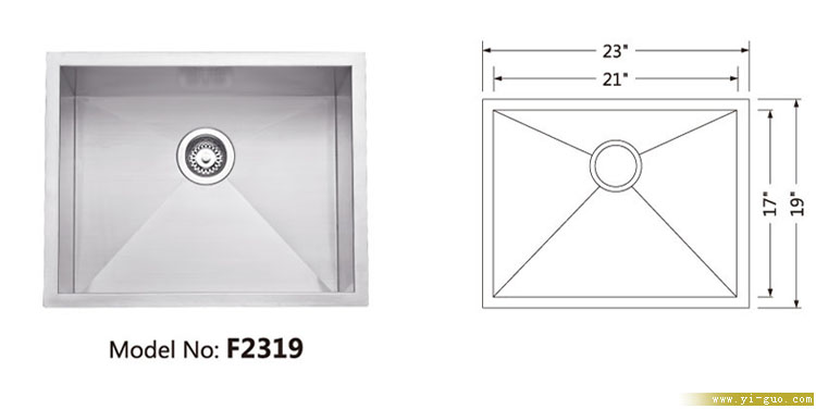 Korea handmade kitchen sink, Custom size stainless steel handmade sink, R5 corner and 160mm strainer