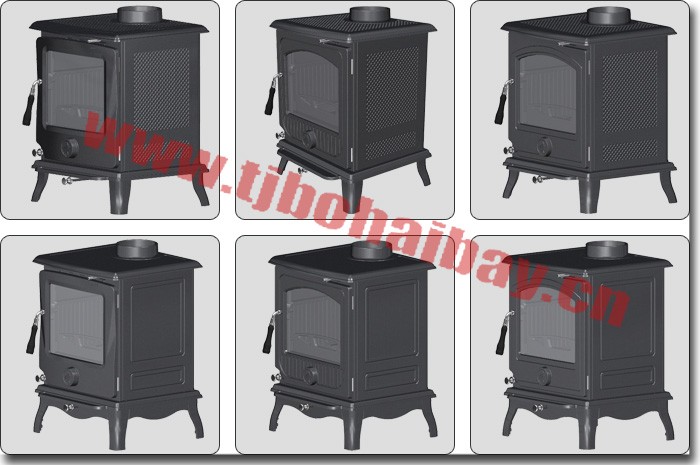 Classic black cast iron material home heating wood stove