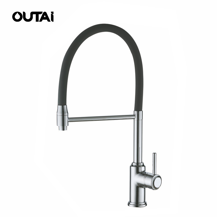 Best price long neck cold heat water black lever single handle kitchen faucet