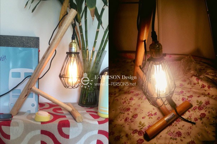 Vintage Industrial simple wood lamp base wooden frame table lamp for bedside night light