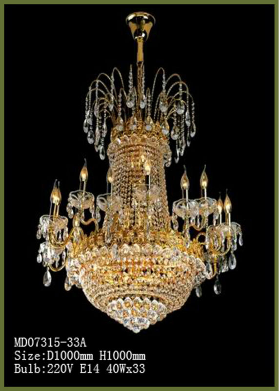 Long luxurious crystal chandeliers, golden chandeliers, sizes, colors can be customized