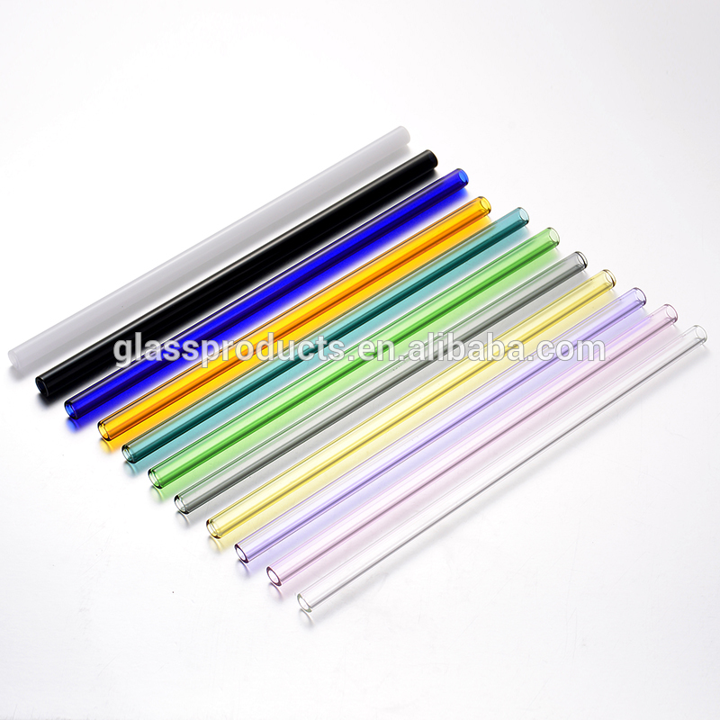 Colored Flat Mouth Bent Glass Drinking Straws