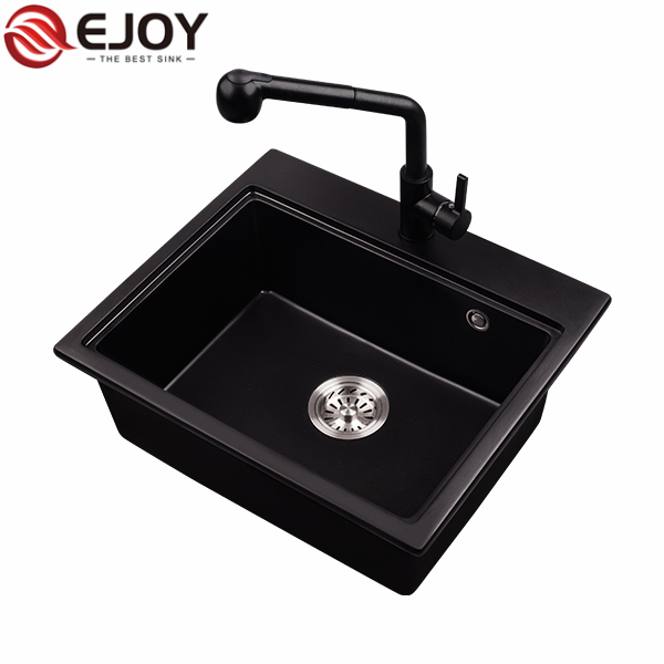 EJOY High Quality black quartz sink Customized quartz kitchen sinks