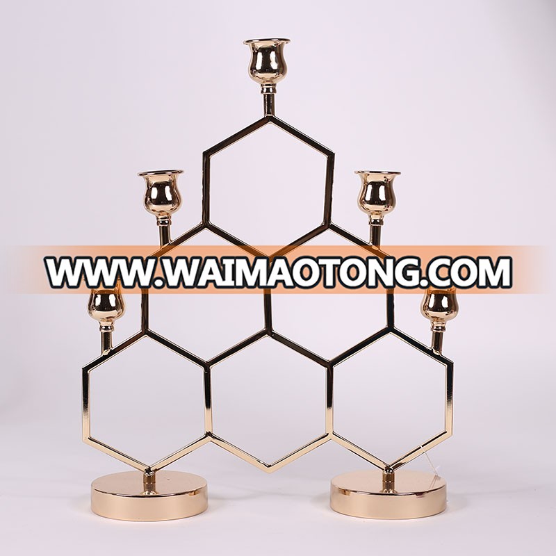 NO H015 Modern Art Unique  stack Hexagonal honeycomb candle holder for decoration