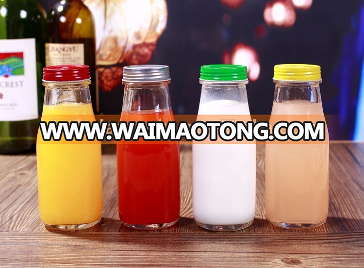 DAILY 350ml 14oz glass milk bottles with metal screw cap wholesale