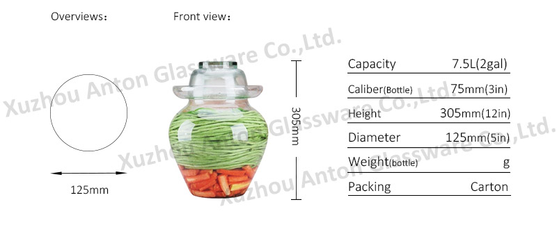 7.5 L Big Capacity glass food storage jars kitchen with glass lid