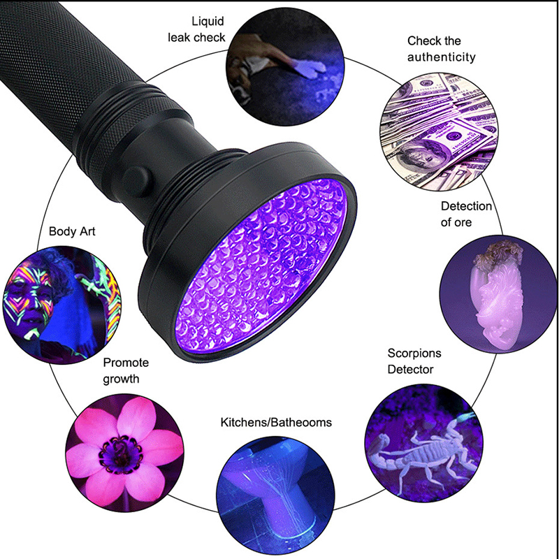 UV black light 100 LED hand lamp 395nm UV flashlight