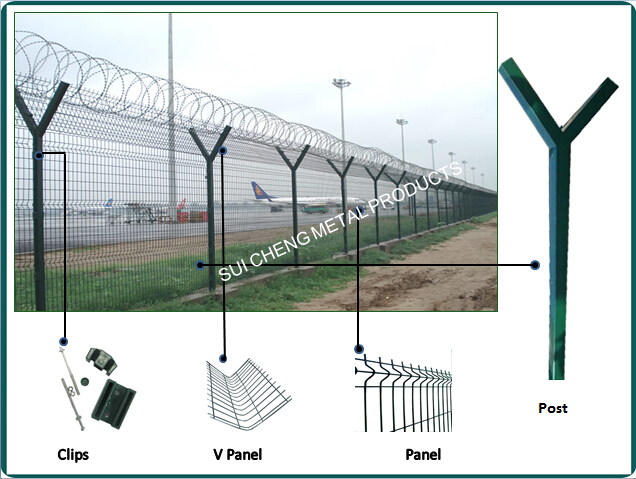 welded wire mesh fence with V panel Y post &all accessories