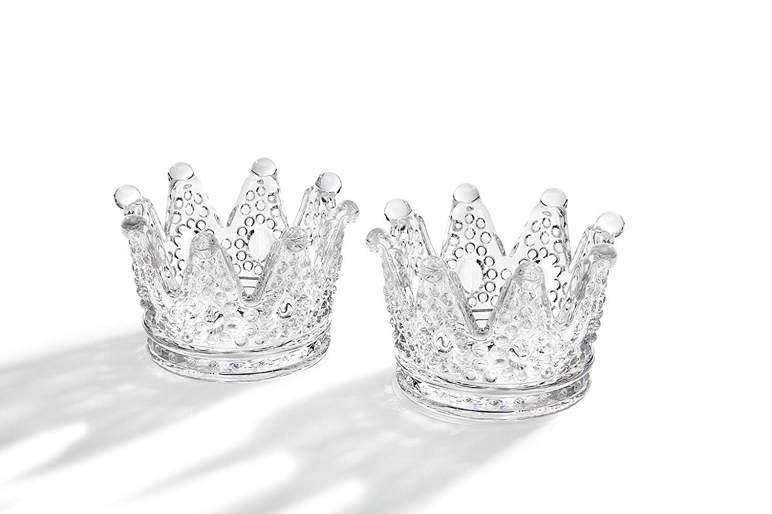 Hot sale crown shaped decorative glass candle holder