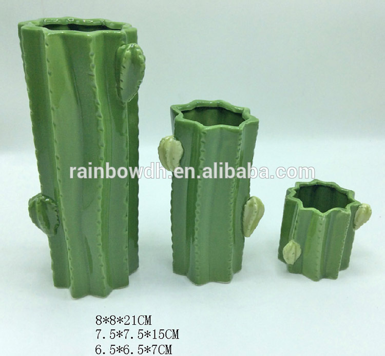 Decorative Green Cactus Ceramic Planter Pots